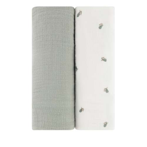 2 Pack Cotton Muslin Swaddle Blanket - Sage Pear – Ely's & Co.