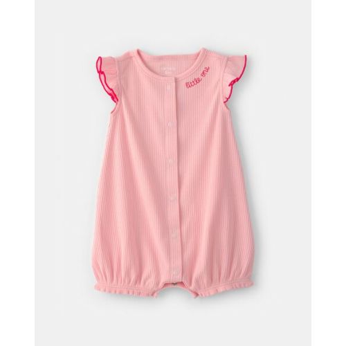 Baby Girl 'Little One' Rib Short-Sleeve Romper - Pink | Carter's