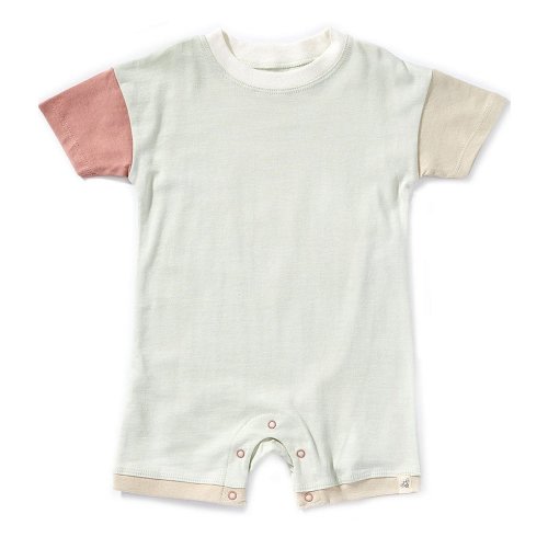 Burt's Bees Baby Boys Short Sleeve Organic Cotton Color Block Shortall