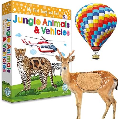 My Touch and Feel English Spanish Bilingual Picture Double Sided Sensory Flash Cards for Infant, Toddlers, Kids, Learn Animals, Fruits, and Vehicles, Fun Learning and Educational Flashcards