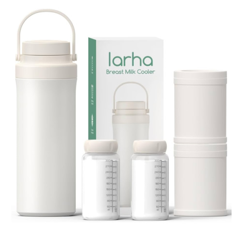 Portable Breast Milk Cooler, 22oz Breastmilk Cooler Bottle for Outdoor with 360°Total Cooling for 24 Hours, Storage Container with 2pcs Baby Bottles, Breastfeeding Essentials, Beige