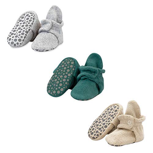 Zutano Cozie Fleece Baby Booties with Grippers, Stay-On Baby Shoes, Bundle, 12M