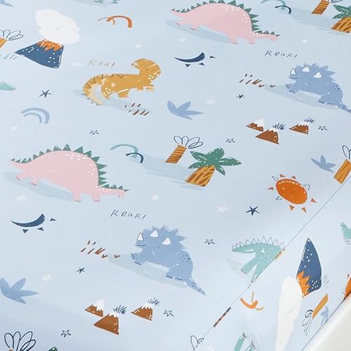 Brandream Dinosaur Crib Sheet Sets Animal Fitted Crib Sheet for Boys and Girls Neutral Cotton Forest Boho Baby Crib Sheet for Standard Crib Mattress Blue