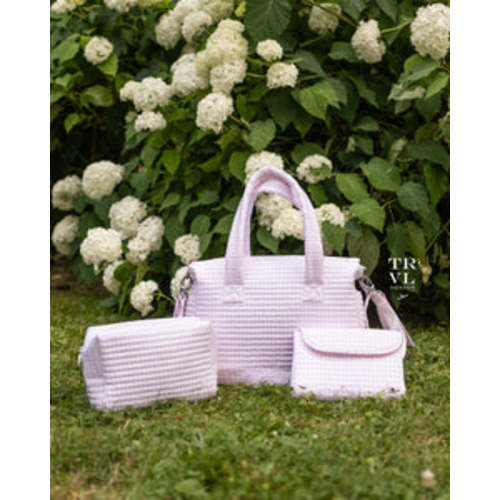 PINK PIMLICO STRIPE BUNDLE - QUILTED STROLLER BAG + CHANGING MAT + EVE – Southern Sorelle Embroidery Boutique