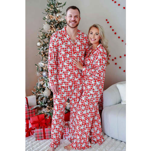 Adult Christmas Two-Piece Pajama Set in Cozy Claus | Caden Lane
