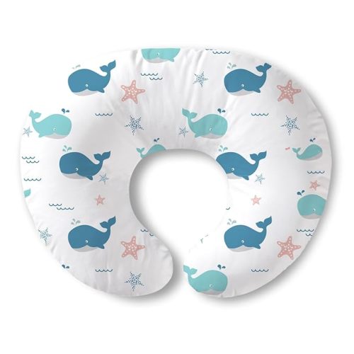 Plushii Nursing Pillow for Breastfeeding, Breathable Breast Feeding Pillow and Positioner with Removable Cover for More Support, Tummy Time and Bottle Feeding Support Pillow, Whale