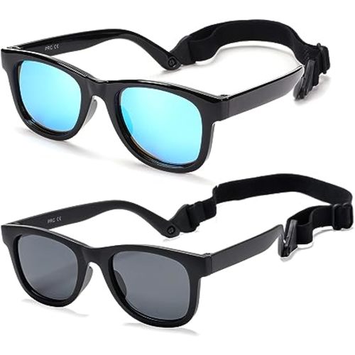 COASION Bendable Flexible Polarized Newborn Baby Sunglasses with Strap for Infant Boys Girls Age 0-12 Months CA8042