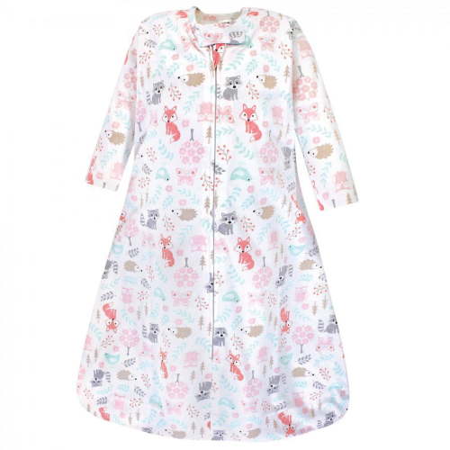 Hudson Baby Infant Girl Long Sleeve Cotton Jersey Sleeping Bag, Girl Woodland, 0-6 Months