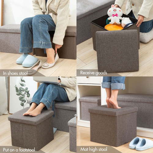 ANMINY Foldable Storage Ottoman Cube - Collapsible Footrest Stool Seat with Ample Storage Space, 11.8