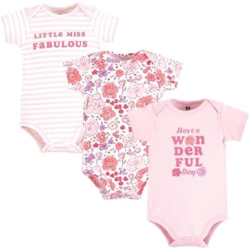 Hudson Baby baby-girls Cotton Bodysuits 3-pack