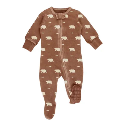 Latte Bear | Organic Cozy Zipper Footie – 3-6 months