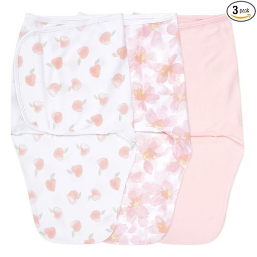 aden + anais Easy Swaddle Wrap, Newborn Wearable Swaddle Blanket, Adjustable Fasteners, 100% Cotton, 3 Pack, 0-3 Months, Garden Floral