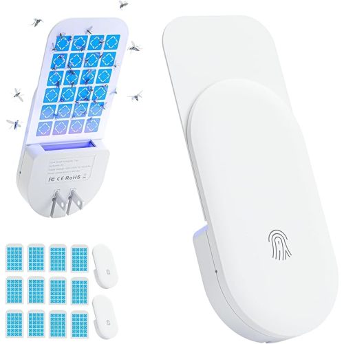 TIENBE Flying Insect Trap, 2 in 1 Indoor Plug-in Fruit Fly Trap, 2 Trap White and 12 Glue Cards, Fruit Fly Traps for Gnat, Moth, Mosquito, Suitable for Every Part of The Home