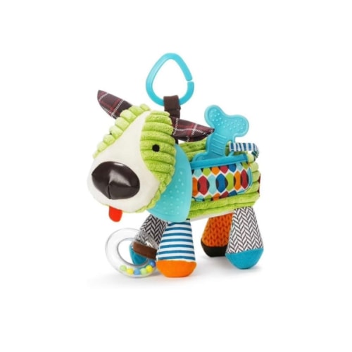 Skip Hop Bandana Buddies Baby Activity and Teething Toy with Multi-Sensory Rattle and Textures, Puppy