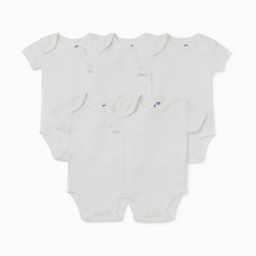 Small Story Short Sleeve Bodysuit Solid (5 Pack) - White, 3-6 M