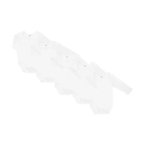 4Baby Long Sleeve Bodysuit 5 Pack White | Baby Bunting NZ