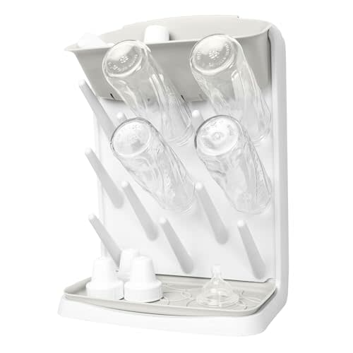 Ubbi Vertical Baby Bottle Drying Rack, Space Saving Countertop Drying Rack Baby Organizer, Oat