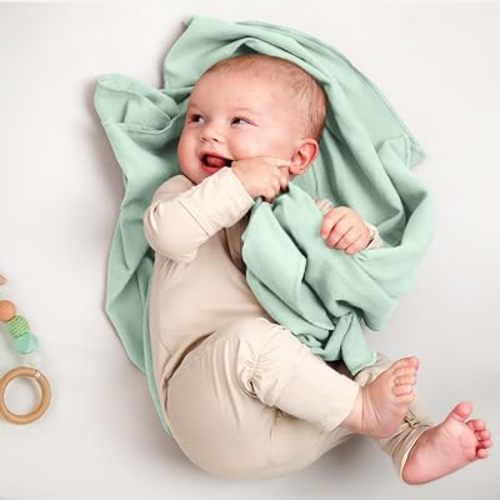 Bare Home Flannel Receiving Blanket, Premium 100% Cotton Flannel Blanket 6-Pack, Hypoallergenic, Gentle on Skin, Warm and Durable (Receiving, Mint)