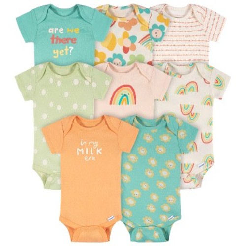 Onesies Brand Baby Girls' 8-Pack Short Sleeve Onesies Bodysuits, Good Days, 0-3 Months