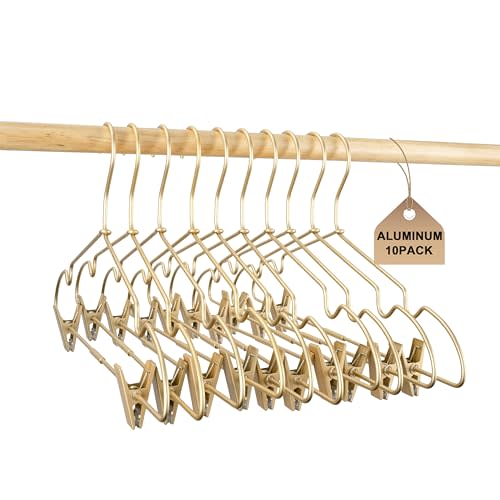 Koobay 12.5" Gold Metal Baby Clothes Clips Hanger Children Kids Coat Hanger Display and Storage 10Pack