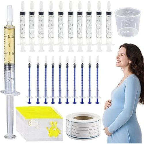100PCS Colostrum Collector, SEILETOO Syringes for Collecting Colostrum, Colostrum Collection Kit 50PCS 1mL and 50PCS 3mL Syringes with Cap, 4X Measuring Cup, 10X Storage Bags, 300 Labels