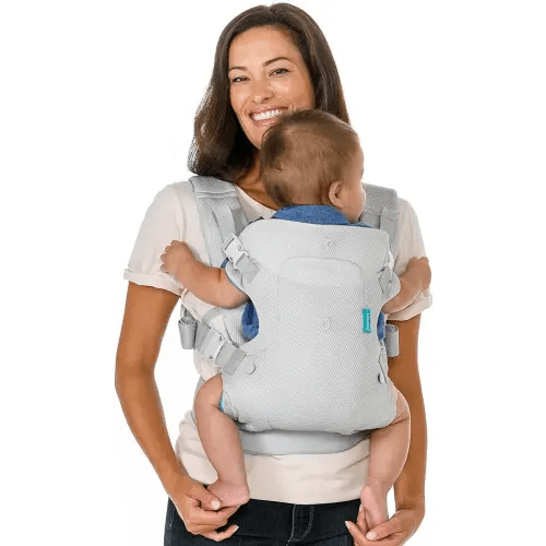 Infantino Flip 4-in-1 Light & Airy Convertible Baby Carrier, Adjustable, Ergonomic Babywearing, Registry Essential, Baby Carrier for Newborn to Toddler