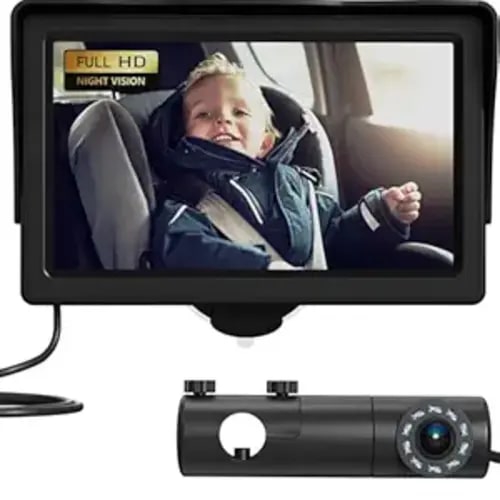 Baby Car Camera, HD Display Baby Car Mirror with Night Vision Feature, 4.3 inch Baby Car Camera with Monitor Wide Clear View, Backseat Camera Rear Facing to Observe Baby’s Every Move