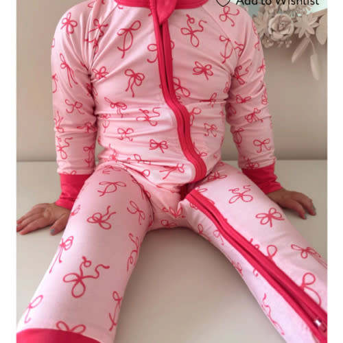 Little Pink Bow Zipper Romper – In My Jammers