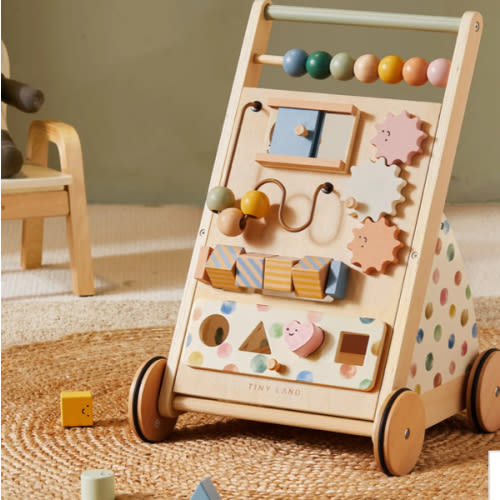 Tiny Land® Versatile Natural Wooden Baby Walker