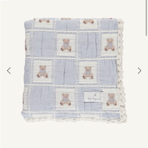 Bebe Organic - Organic Cotton Teddy Blanket - Blue | Smallable