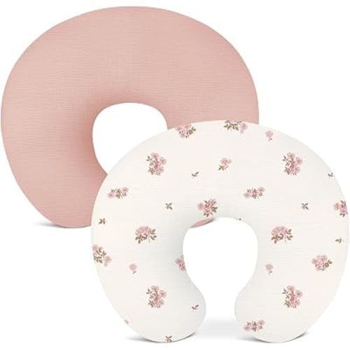 Nursing Pillow Covers 2 Pack, Muslin Breastfeeding Pillow Covers for Baby
