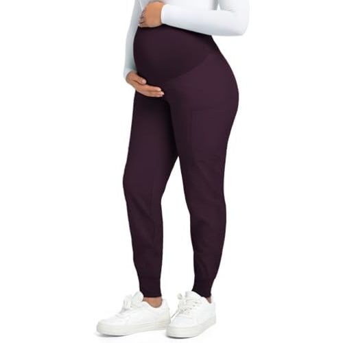 COZYFIT Maternity Scrub Pants - Pregnancy Jogger Pants for Women Workwear with Stretch Belly Panel, 4 Pockets