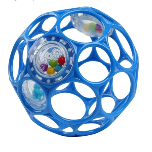 Bright Starts Oball Easy-Grasp Rattle BPA-Free Infant Toy in Blue, Age Newborn and up, 4 Inches