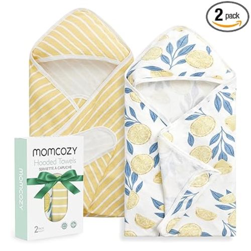 Momcozy Baby Towel with Hooded - Ultra Soft & Absorbent Large Bath Towel Set for Comfort & Gentle on Baby's Skin - Med Thick& Durable -Shower Gift & Bath Essential for Newborn, Infant, Toddler