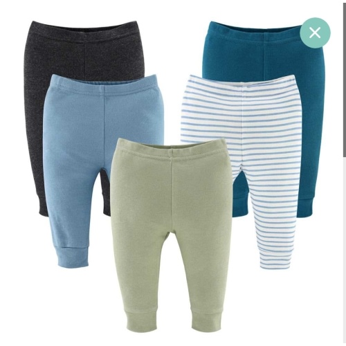 Blues and Greens Baby Pants, 5-Pack, Newborn to 24 Months