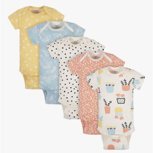 Grow by Gerber baby-girls 5-pack Short-sleeve Onesies Bodysuits