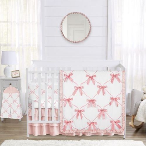 Sweet Jojo Designs Baby Girl Crib Bedding + BreathableBaby Breathable Mesh Liner Ballerina and Ballet Bows Pink and White 6pc