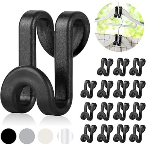 Mlici Clothes Hanger Connectors - 60 Pcs Multi-Level Cascading Hooks, Heavy Duty Plastic Mini Hooks for Space Saver Closet Organizer, Black