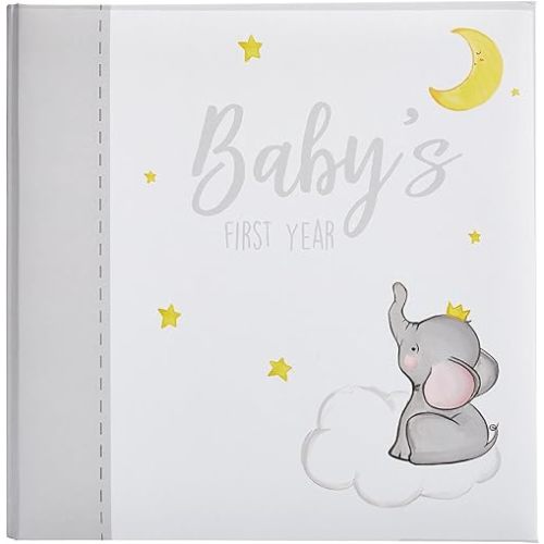 Kate & Milo Baby’s First Year Baby Memory Journal, Gender-Neutral Keepsake, Baby Milestone Memory Book and Photo Album, Perfect for Baby Showers, For New and Expecting Parents, Sky and Elephant