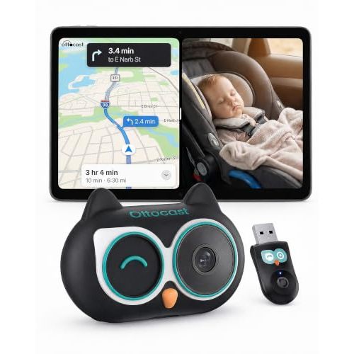 OTTOCAST Cabin Care Baby Car Camera 2026 (for Wired CarPlay Only) | Uses Your Car's Built-In Screen,No Extra Screen Needed,Split Screen for CarPlay and Baby,No-Glow Night Vision,150Wide Angle