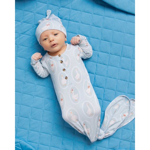 Goose on the Loose Knotted Gown & Beanie Set