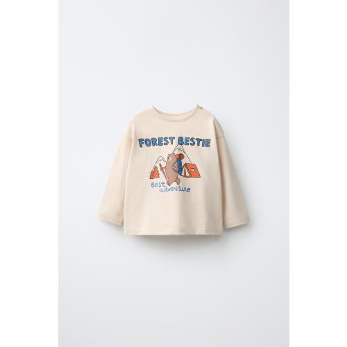 3-6 M BEAR PRINT T-SHIRT - Light beige | ZARA United States