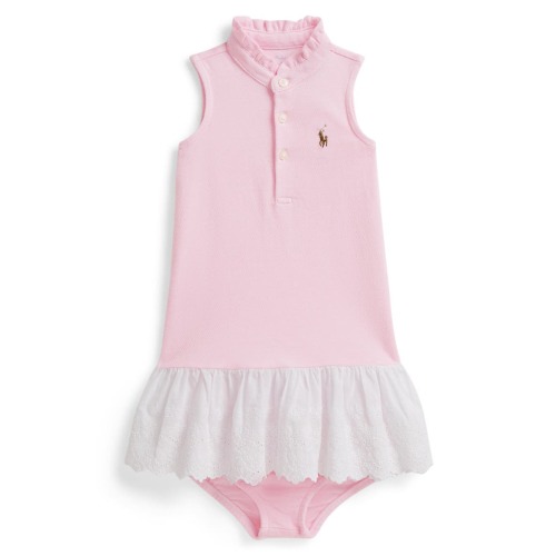 Mixed Media Cotton Piqué Sleeveless Dress & Bloomers, 12M