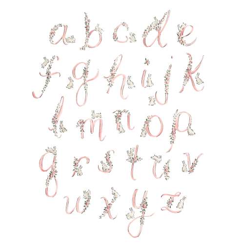 Alphabunnies Pink Print