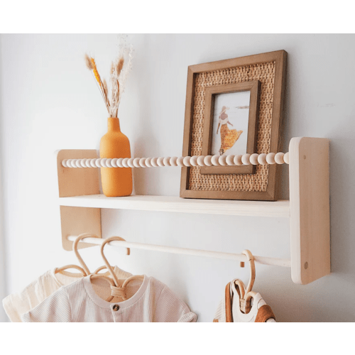Ellie Bean's Beaded Nursery Bookshelf and Clothes Hanger