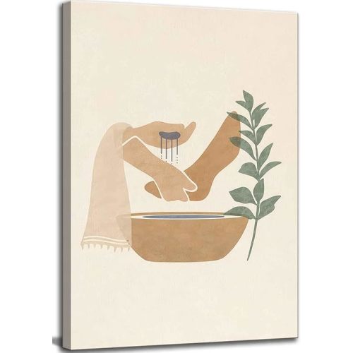 DYLGYWI Christian Jesus Canvas Wall Art Boho Religious Bible Story Jesus Washed The Feet Of His Disciples Picture Wall Decor Poster Painting Print for Bedroom Living Room Bathroom Home Decoration
