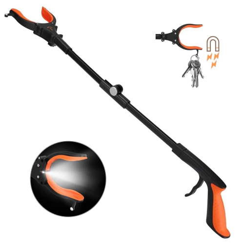 32" Reacher Grabber Tool with Light, KEKOY Trash Claw Grabber Reaching Assist Pick up Tool Orange HSA/FSA Eligible
