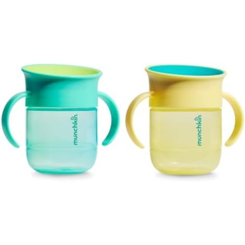 Munchkin Miracle 360 Sippy Cup for Toddlers, 7oz, 2 Pack, Blue/Yellow