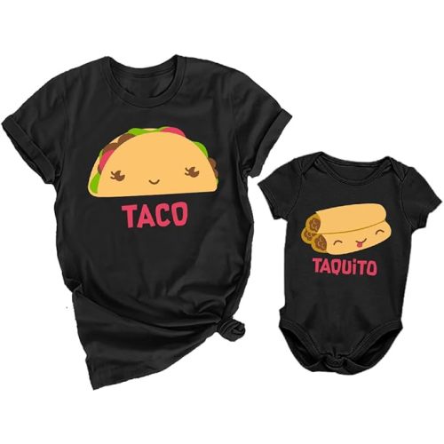 Tstars Taco & Taquito Mommy and Me Matching Shirts, Funny Mom and Baby Gift for Baby Shower or First Mother's Day