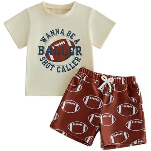 Toddler Baby Boy Baseball Outfits Summer Clothes T-shirt Plaid Shorts Set